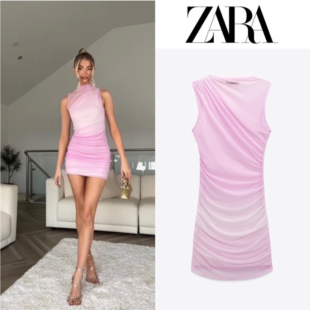 NWT Zara draped tulle mini dress